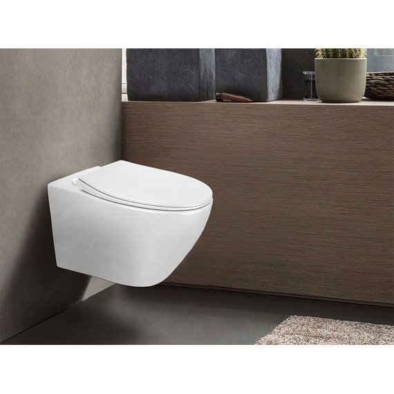 Унитаз подвесной безободковый Azario Keras AZ-99046W с тонкой крышкой микролифт, Цвет производителя: белый глянцевый - фото 11