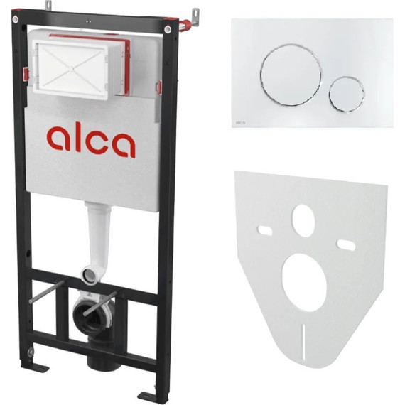 Инсталляция для подвесного унитаза Alcaplast AM101/1120-4:1 RU M671-0001 (кнопка смыва белая) - фото 