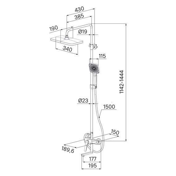 Душевая стойка Iddis Parker PARBL3Fi06, чёрный матовый - фото 8