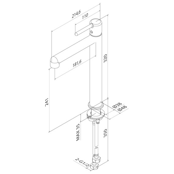 Смеситель для раковины высокий Iddis Aiger AIGBL01i01, чёрный матовый - фото 4