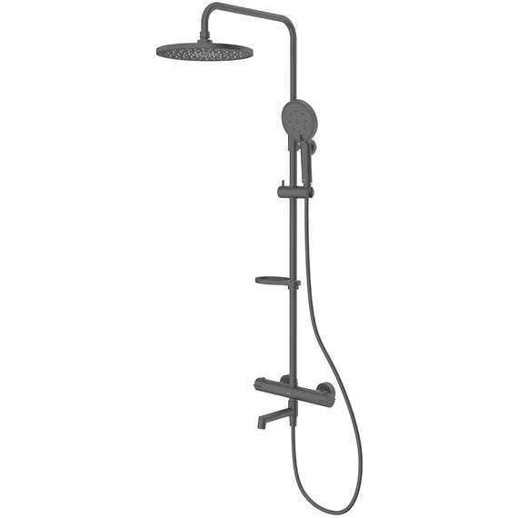 Душевая стойка с термостатом Milardo Ideal Spa ILSBLTHM06, чёрный матовый - фото 