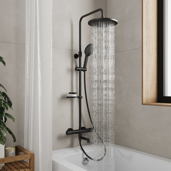 Душевая стойка с термостатом Milardo Ideal Spa ILSBLTHM06, чёрный матовый - фото 3