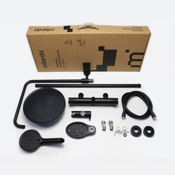 Душевая стойка с термостатом Milardo Ideal Spa ILSBLTHM89, чёрный матовый - фото 6