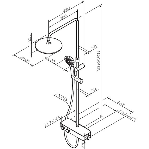Душевая система AM.PM Inspire V2.0 F0750A422 с термостатом, чёрный, Цвет производителя: чёрный - фото 14