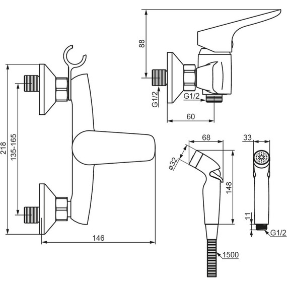 Набор для гигиенического душа Damixa Jupiter 778000300, чёрный - фото 5