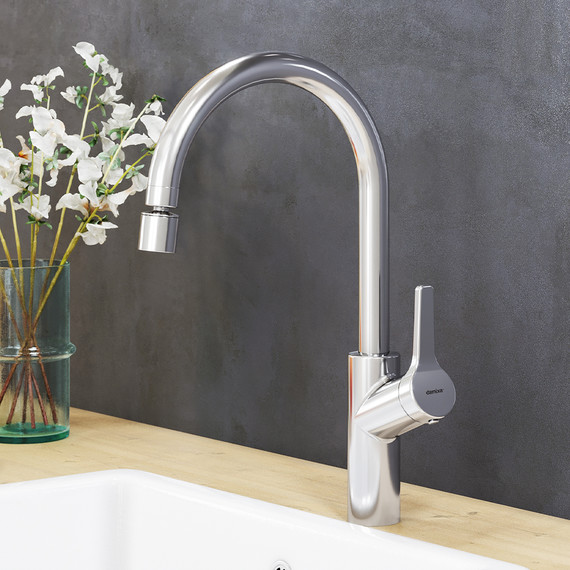 Смеситель для кухни Damixa Eclipse 310722000 с двухрежимным регулируемым аэратором, Цвет производителя: хром - фото 3