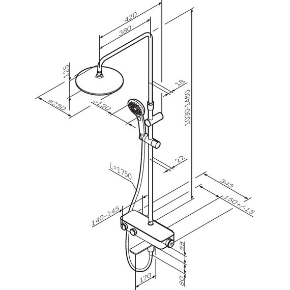 Душевая система AM.PM Inspire V2.0 F0750A522 с термостатом, чёрный, Цвет производителя: чёрный - фото 14