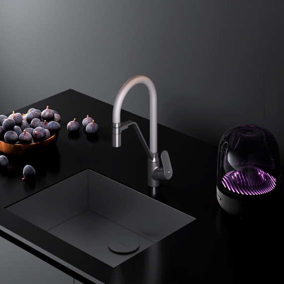 Смеситель для кухни AM.PM Like F8007825 для питьевой воды и гибким изливом, чёрный/серый, Цвет производителя: чёрный, серый - фото 2