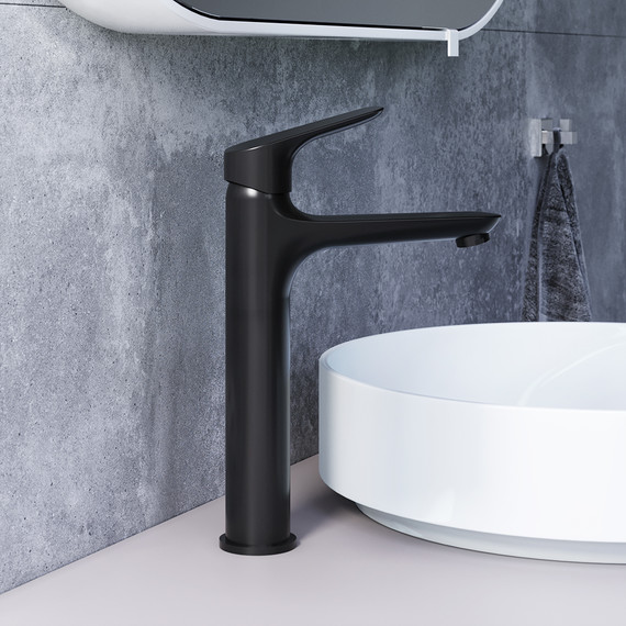 Смеситель для раковины высокий Damixa Jupiter 770250301, чёрный, Цвет производителя: чёрный - фото 