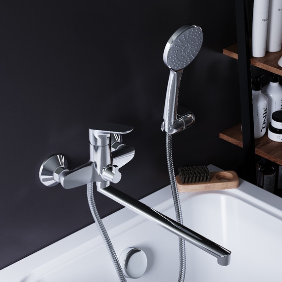 Смеситель для ванны Damixa Jupiter 779500001 с длинным изливом и душевым набором - фото 2