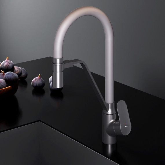 Смеситель для кухни AM.PM Like F8007825 для питьевой воды и гибким изливом, чёрный/серый, Цвет производителя: чёрный, серый - фото 8