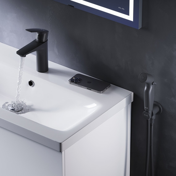 Смеситель для раковины AM.PM Gem F90A03022 с гигиеническим душем, Цвет производителя: чёрный - фото 3