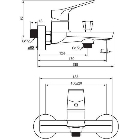 Смеситель для ванны Damixa Merkur 401000300, чёрный, Цвет производителя: чёрный - фото 5