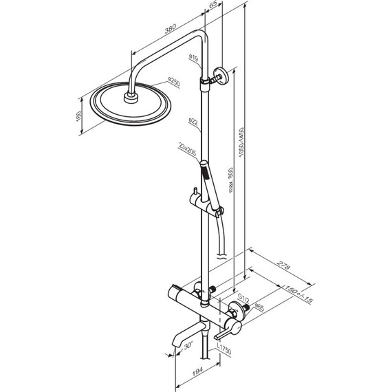 Душевая система c термостатом Damixa Scandinavian Pure 936740300, чёрный - фото 8