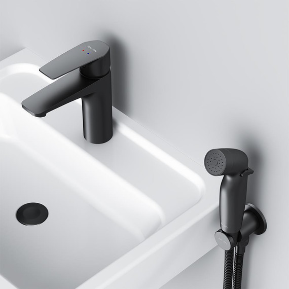 Смеситель для раковины AM.PM Gem F90A03022 с гигиеническим душем, Цвет производителя: чёрный - фото 6