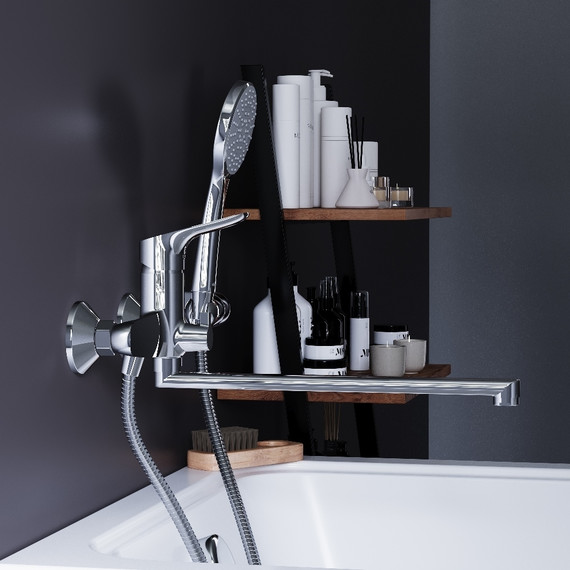 Смеситель для ванны Damixa Jupiter 779500001 с длинным изливом и душевым набором - фото 3