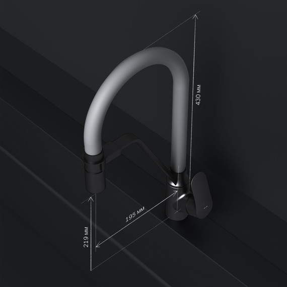 Смеситель для кухни AM.PM Like F8007825 для питьевой воды и гибким изливом, чёрный/серый, Цвет производителя: чёрный, серый - фото 5