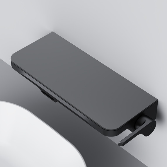 Смеситель для раковины AM.PM Func монтируемый в стену с полкой и каскадным изливом F8F72722, чёрный, Цвет производителя: чёрный - фото 4