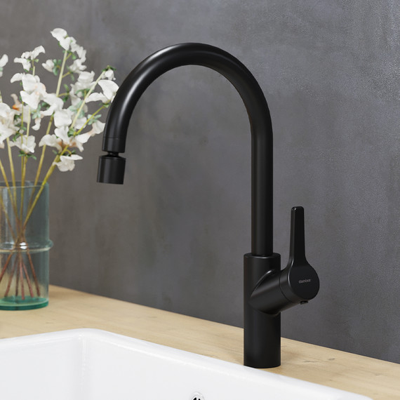 Смеситель для кухни Damixa Eclipse 310722300 с двухрежимным регулируемым аэратором, чёрный, Цвет производителя: чёрный - фото 2