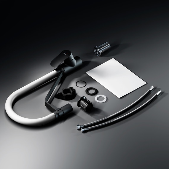 Смеситель для кухни AM.PM Like F8007825 для питьевой воды и гибким изливом, чёрный/серый, Цвет производителя: чёрный, серый - фото 16