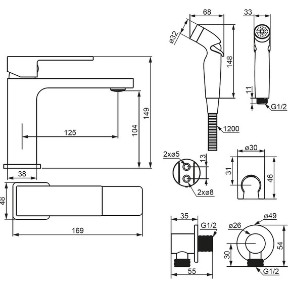 Смеситель для умывальника Damixa Gala 530300300 с гигиеническим душем - фото 5