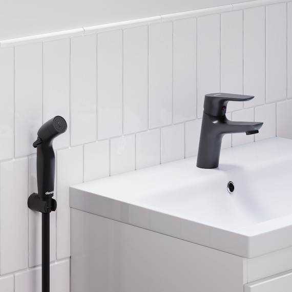 Смеситель для раковины Damixa Jupiter 770300300 с гигиеническим душем, Цвет производителя: чёрный - фото 3