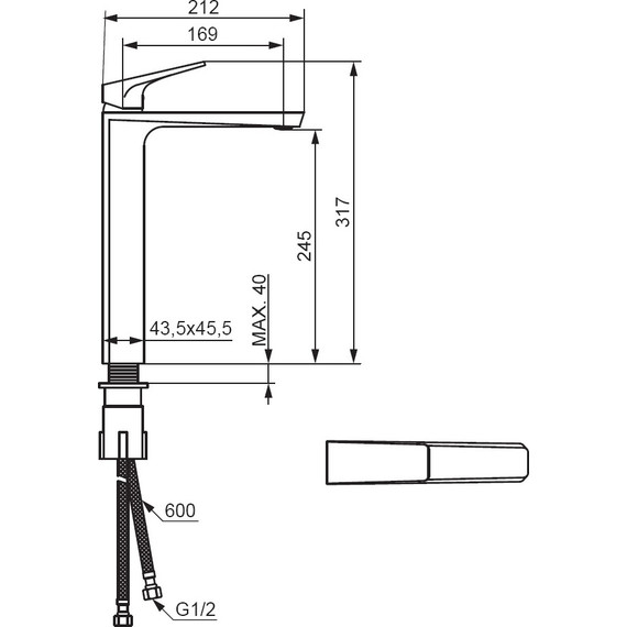 Смеситель для раковины высокий Damixa Merkur 400250300, чёрный, Цвет производителя: чёрный - фото 5