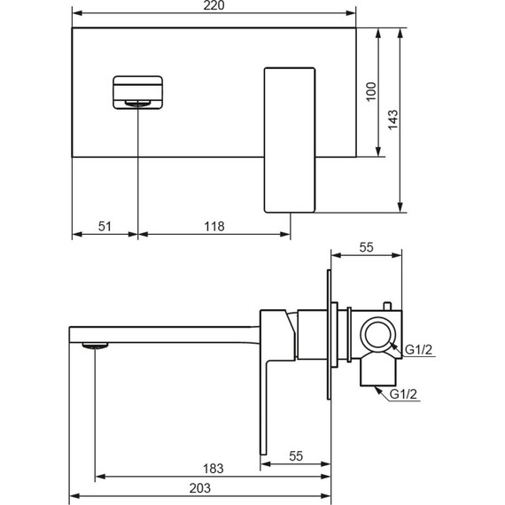 Смеситель для раковины со стены Damixa Gala 530260000 (со скрытой частью), Цвет производителя: хром - фото 5