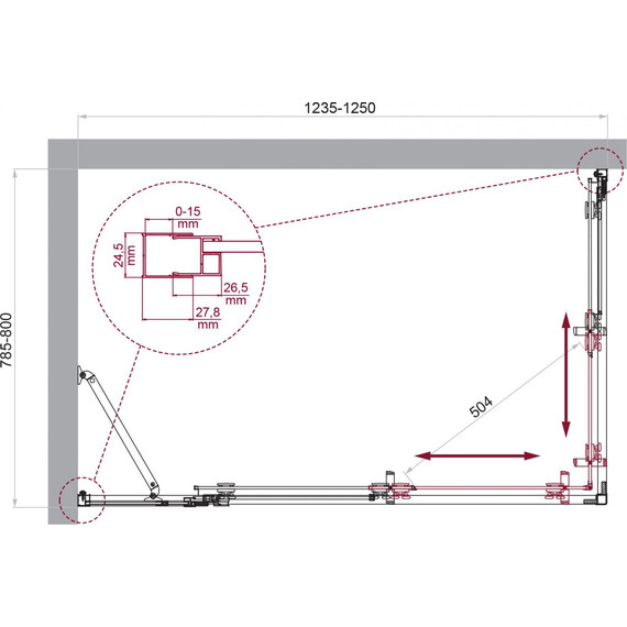 Душевое ограждение BelBagno 125x80 см LUCE-AH-21-125/80-C-Cr, хром/прозрачное - фото 6