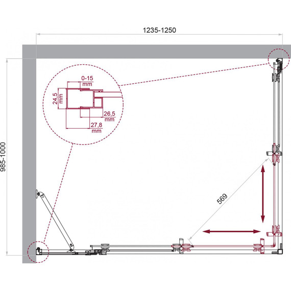 Душевое ограждение BelBagno 125x100 см LUCE-AH-21-125/100-C-Cr, хром/прозрачное - фото 6