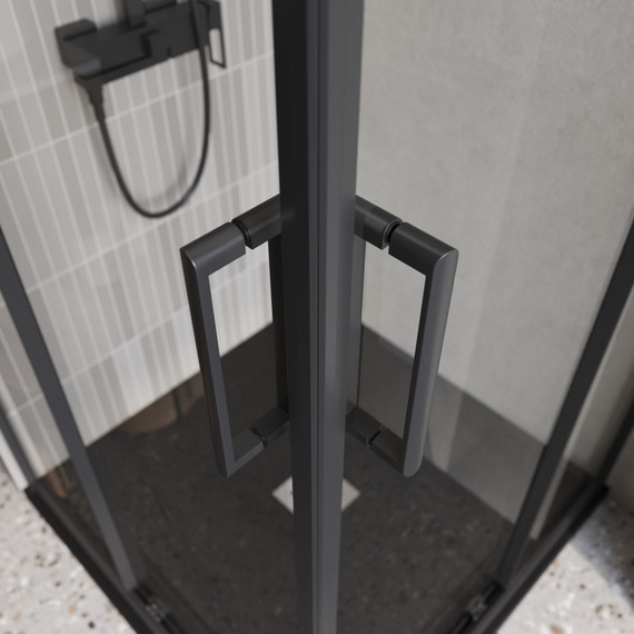 Душевое ограждение BelBagno 90x90 см LUCE-A-2-90-C-NERO, чёрный/прозрачное - фото 2