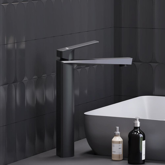 Смеситель для раковины высокий Damixa Merkur 400250300, чёрный, Цвет производителя: чёрный - фото 4