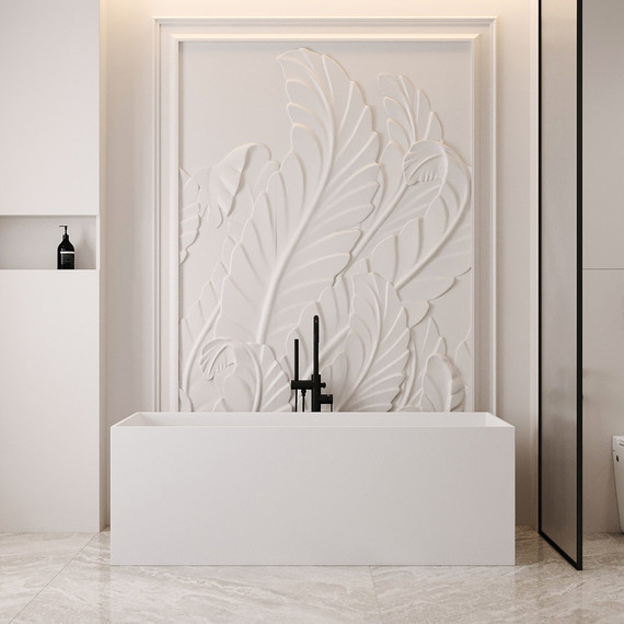 Ванна каменная Abber Stein 160x70 см AS9640-1.6, белый матовый, Размер - мм: 1600х700 - фото 