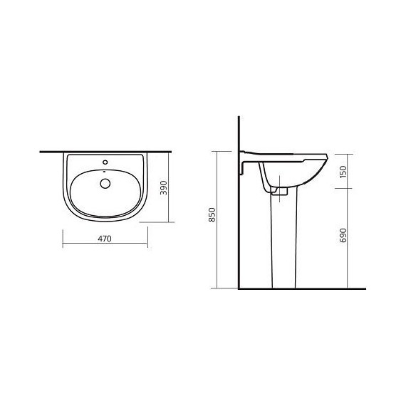 Раковина Sanita Комфорт 45 см WB.PD/Comfort/50-C/WHT.G/S1 - фото 4
