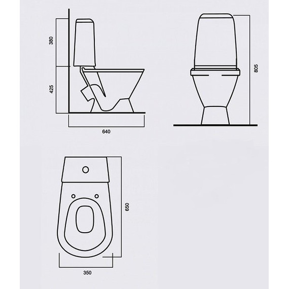 Унитаз напольный Sanita Кама эконом WC.CC/Kama/1-P/WHT.G/S1 с крышкой полипропилен - фото 3