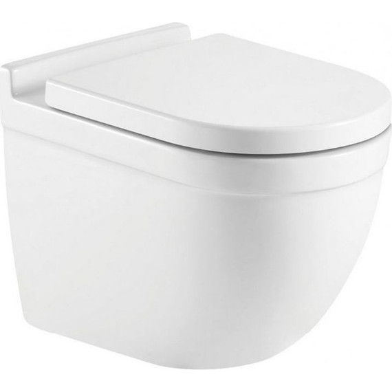 Унитаз подвесной CeramaLux Rimless 2198MW с крышкой микролифт, Цвет производителя: белый - фото 