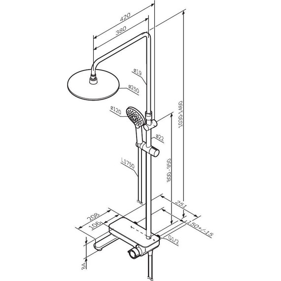 Душевая стойка Am.Pm Like F0780722, черный, Цвет производителя: чёрный - фото 12