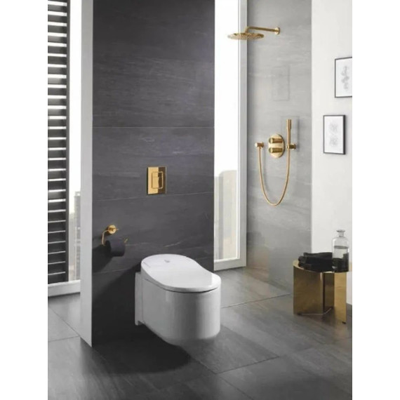 Инсталляция с подвесным унитазом комплект: Grohe Rapid SL 38772001+38732GL0 с подвесным безободковым унитазом-биде BelBagno Uno BB3105CHR-BS/SC сиденье микролифт, крепление, кнопка смыва золото глянцевое, Цвет производителя: золото глянцевое - фото 19
