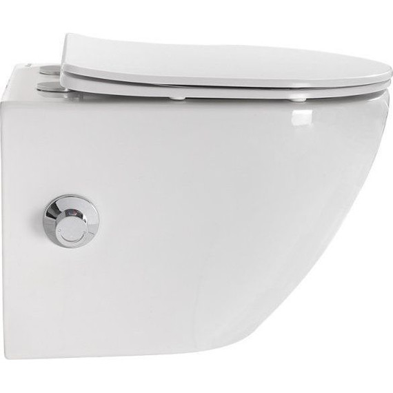 Инсталляция с подвесным унитазом комплект: Grohe Rapid SL 38772001+38732GL0 с подвесным безободковым унитазом-биде BelBagno Uno BB3105CHR-BS/SC сиденье микролифт, крепление, кнопка смыва золото глянцевое, Цвет производителя: золото глянцевое - фото 4