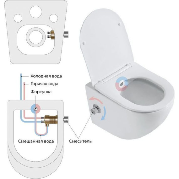 Инсталляция с подвесным унитазом комплект: Grohe Rapid SL 38772001+38732GL0 с подвесным безободковым унитазом-биде BelBagno Uno BB3105CHR-BS/SC сиденье микролифт, крепление, кнопка смыва золото глянцевое, Цвет производителя: золото глянцевое - фото 20