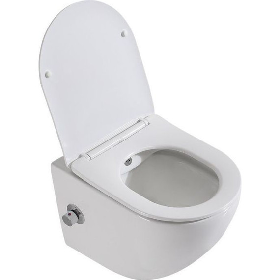 Инсталляция с подвесным унитазом комплект: Grohe Rapid SL 38772001+38732GL0 с подвесным безободковым унитазом-биде BelBagno Uno BB3105CHR-BS/SC сиденье микролифт, крепление, кнопка смыва золото глянцевое, Цвет производителя: золото глянцевое - фото 7