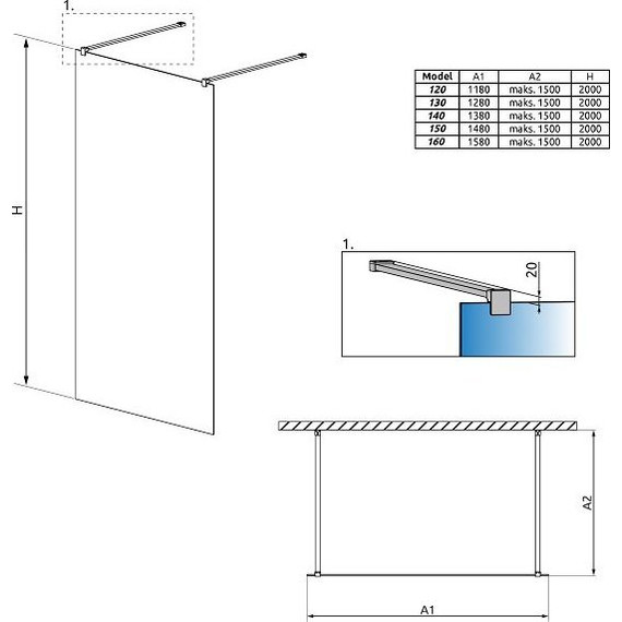 Душевая перегородка Radaway Modo New I 150 см хром/прозрачное - фото 4