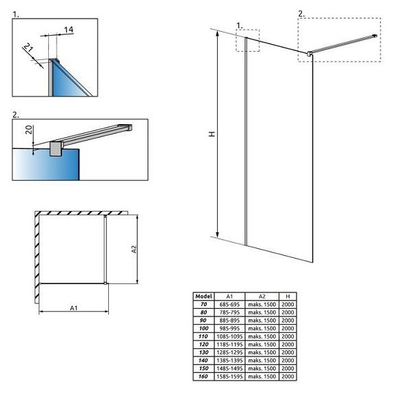 Душевая перегородка Radaway Modo New II 140 см хром/прозрачное - фото 5