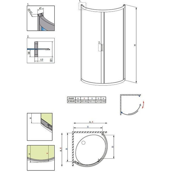 Душевое ограждение Radaway Premium Plus B 90х90х190 см, хром/матовое(фабрик) - фото 7