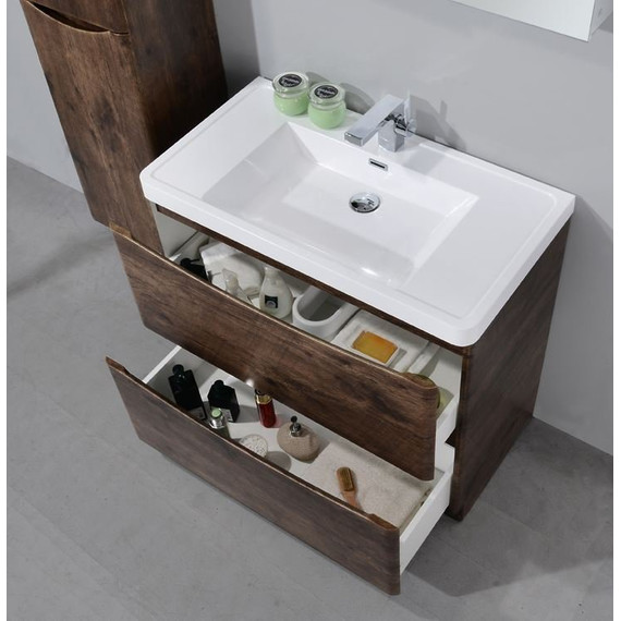 Тумба подвесная с раковиной BelBagno ANCONA-N-600-2C-SO-RW 60 см, темный дуб, Цвет фасада: Rovere Moro - фото 3