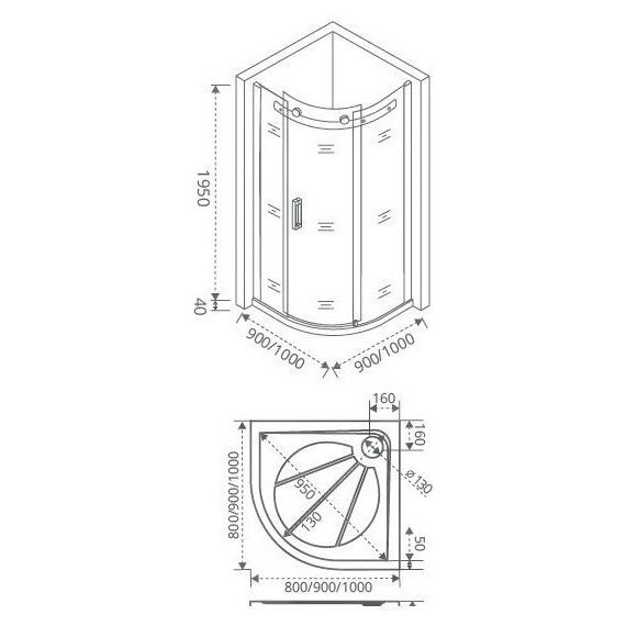 Душевое ограждение Bas Galaxy R-90-C-CH 90х90 см, хром/прозрачное - фото 4