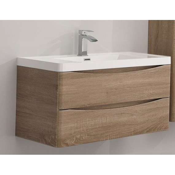 Тумба подвесная с раковиной BelBagno ANCONA-N-900-2C-SO-WO 90 см, белый дуб - фото 2