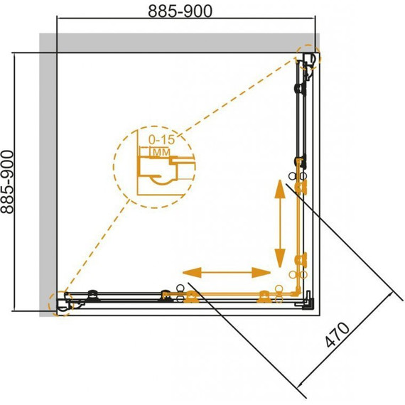 Душевое ограждение Cezares 90х90 см GIUBILEO-A-2-90-SCORREVOLE-CP-Br, бронза/прозрачное/узор - фото 4