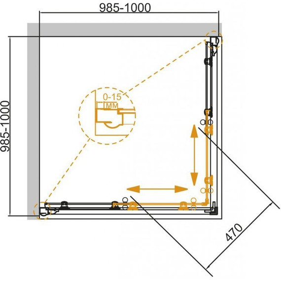 Душевое ограждение Cezares 100х100 см GIUBILEO-A-2-100-SCORREVOLE-CP-Br, бронза/прозрачное/узор - фото 2