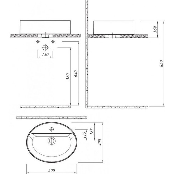 Раковина врезная на столешницу Kale SMARTEDGE 50 см - фото 2